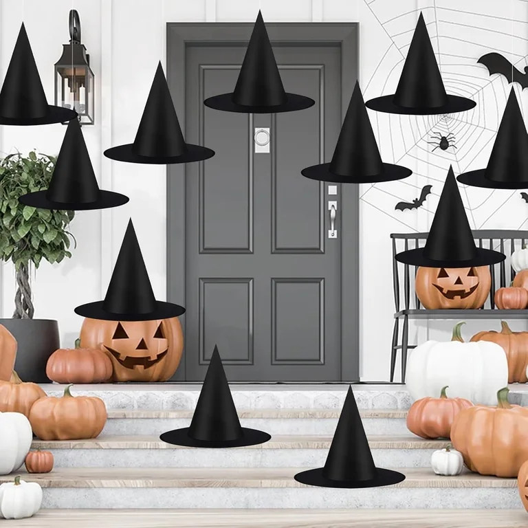 TETOU 10 PCS 15In Halloween Decorations Witch Hats Costume Accessory,Thickened Hanging Black Wiza... | Walmart (US)
