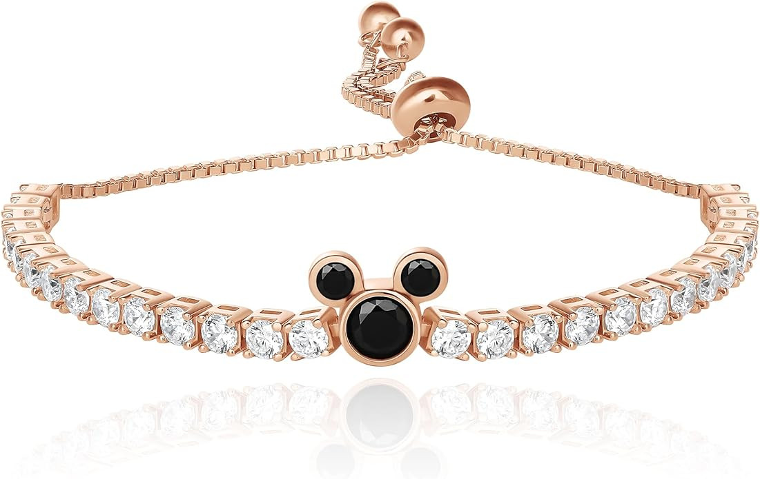Disney Womens Mickey Mouse Tennis Bracelet Official License, Sterling Silver and Cubic Zirconia T... | Amazon (US)