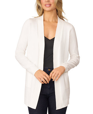 Women's Cable-Trim Open-Front Long Cardigan Sweater | Macy's