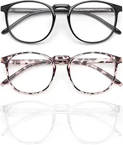 IBOANN 3 Pack Blue Light Blocking Glasses Women/Men, Round Fashion Retro Frame, Vintage Fake Eyeg... | Amazon (US)