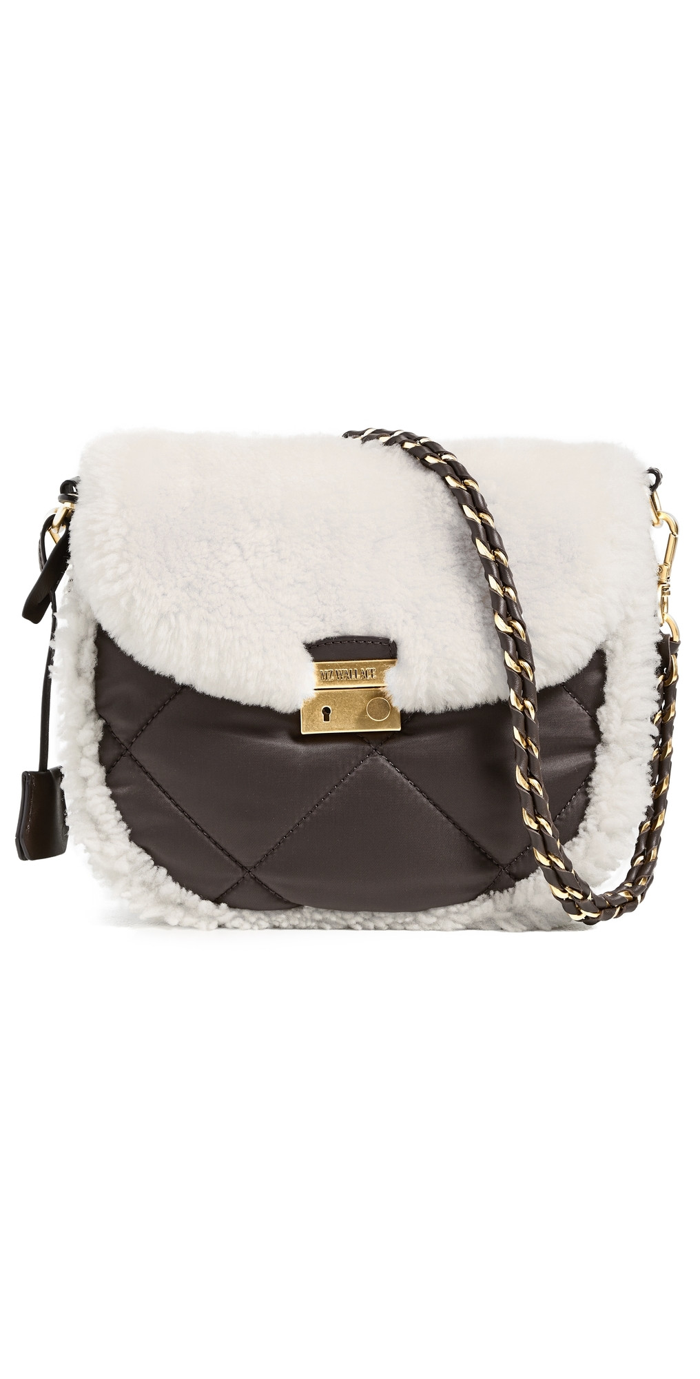 MZ Wallace Crosby Lock Saddle Bag Shearling/Walnut One Size | Shopbop