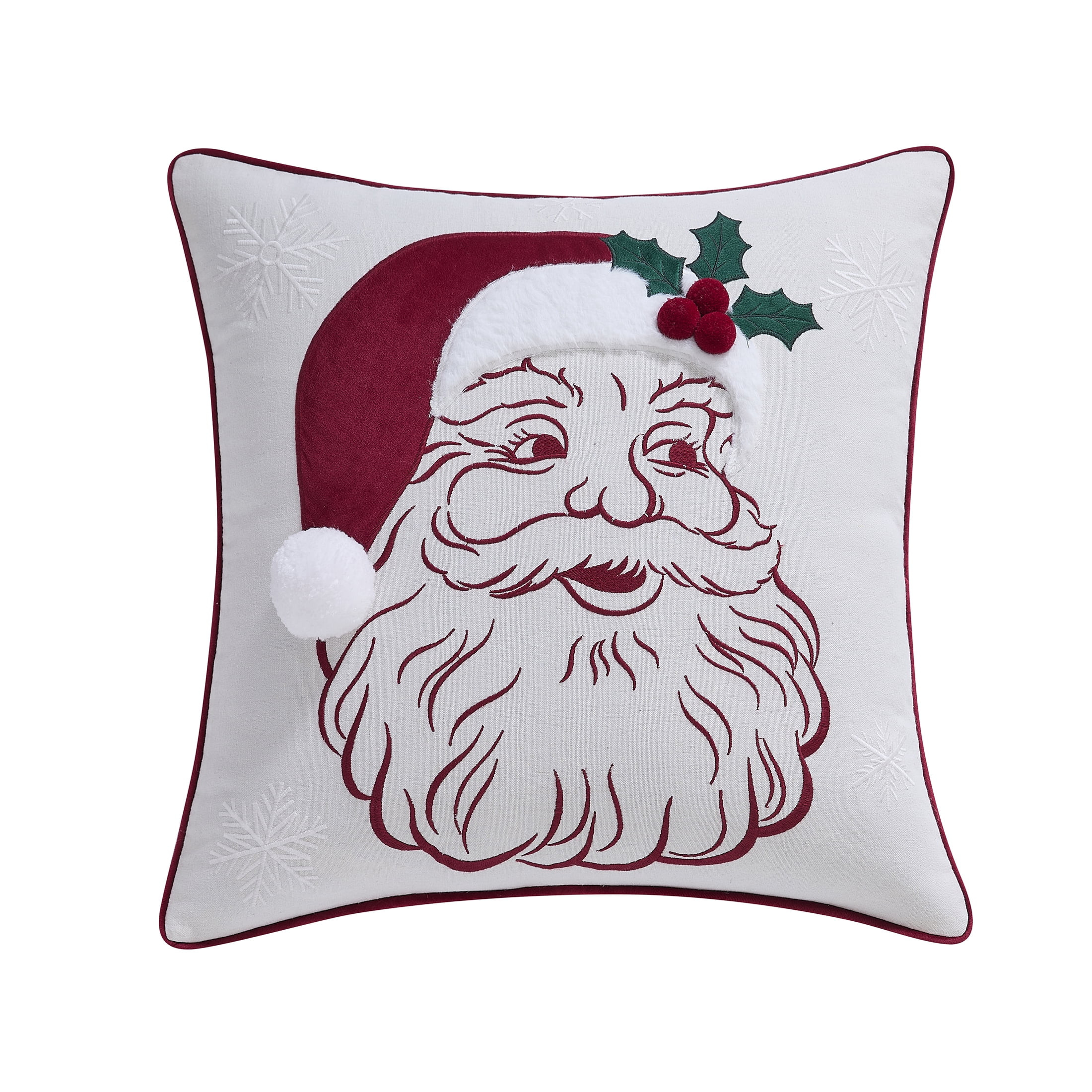 My Texas House Santa with Pompom 20" x 20" Red Holiday Decorative Pillow Cover - Walmart.com | Walmart (US)