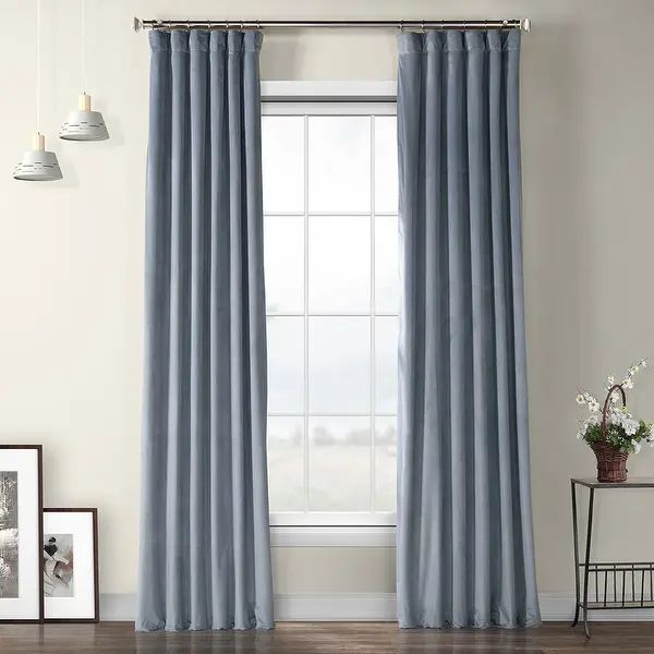 Exclusive Fabrics Heritage Plush Velvet Sing Curtain (1 Panel) - 50 X 84 - Denmark Blue | Bed Bath & Beyond