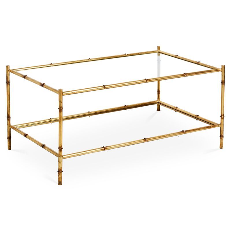 Bamboo Two-Tier Coffee Table, Antiqued Gold | One Kings Lane