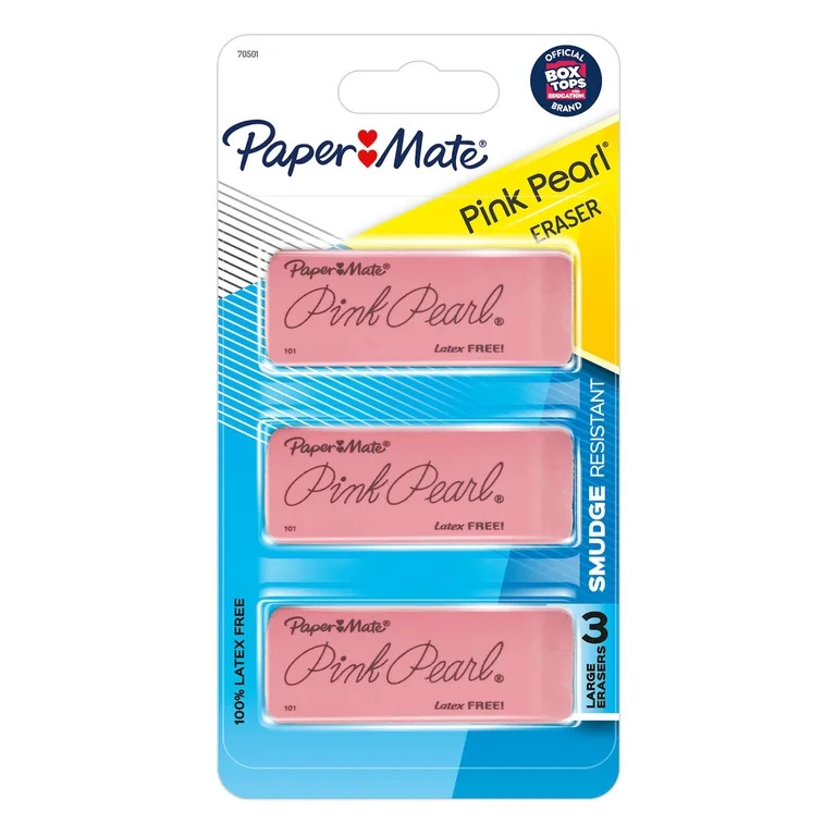 Paper Mate Pink Pearl Erasers, Large, 3 Count | Walmart (US)
