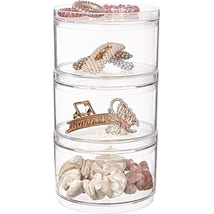 STORi Stackable Clear Plastic Hair Accessory Containers with Lids | set of 3 | Amazon (US)
