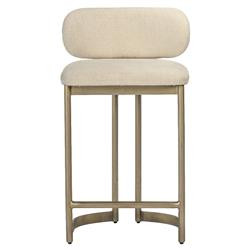 Freya Modern Classic White Upholstered Antique Brass Counter Stool | Kathy Kuo Home