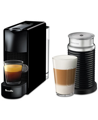 Nespresso Original Essenza Mini Espresso Machine by Breville, Black with Aeroccino Milk Frother -... | Macy's