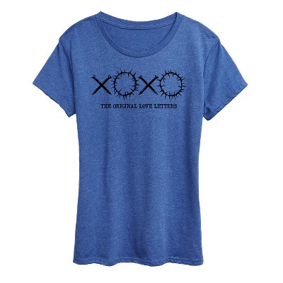 Women's Instant Message The Original Love Letters Short Sleeve Graphic T-Shirt - Heather Royal Blue - Small | Target