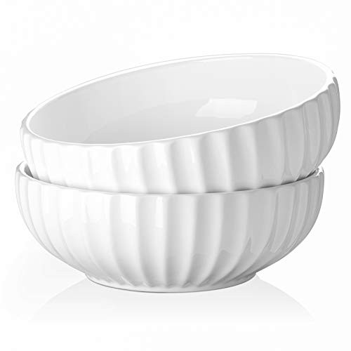 DOWAN 9.8'' Serving Bowls, 86 oz Large Salad Bowl, Ceramic Serving Dishes, Set of 2, Pumpkin Shap... | Amazon (US)