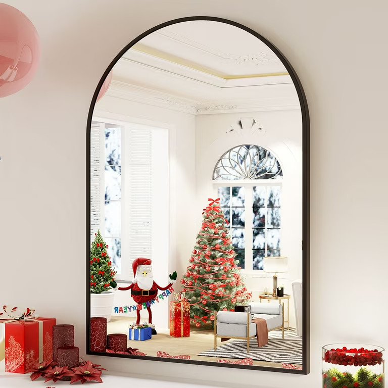 BEAUTYPEAK 24"x 36" Bathroom Mirror Wall Vanity Arched Mirror, Black | Walmart (US)