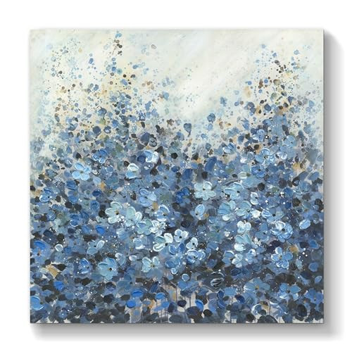 TAR TAR STUDIO Oversized Abstract Blue Flower Canvas Wall Art - Unframed Print, Modern Botanical Painting, Large Wall Decor for Living Room Office Bedroom, Floral Artwork 30x30 Inch​ | Amazon (US)
