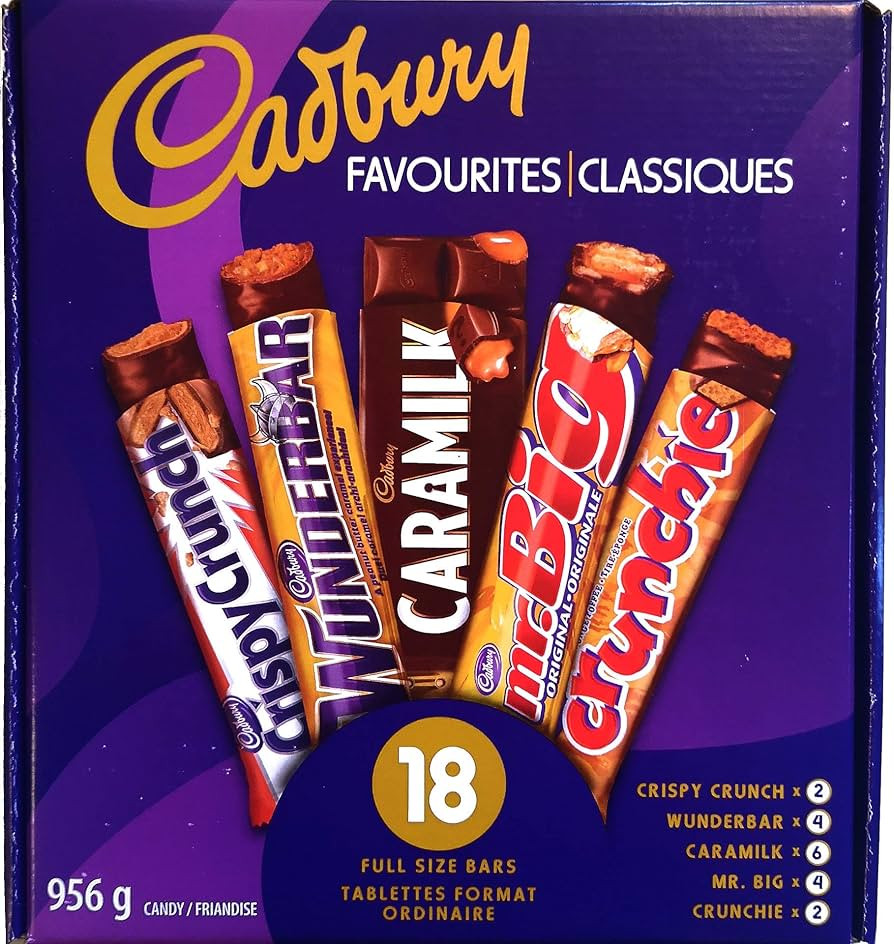 Cadbury 18 Full size Chocolate Bars Variety Pack - Wunderbar, Caramilk, Mr.Big, Crunchie, Crispy ... | Amazon (US)
