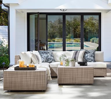 Belvedere All-Weather Wicker Modular 5-Piece Sectional Set | Pottery Barn (US)