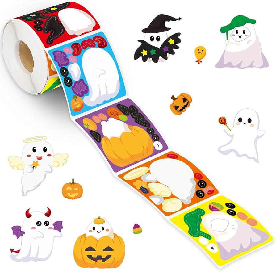 300Pcs Halloween Stickers for Kids Make a Face Sticker Roll Make Your Own Halloween Character Per... | Amazon (US)