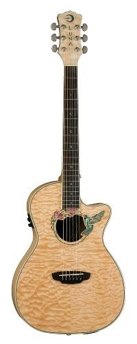 Luna Fauna Hummingbird Cutaway Quilted Top Acoustic/Electric Guitar - Natural | Jet.com