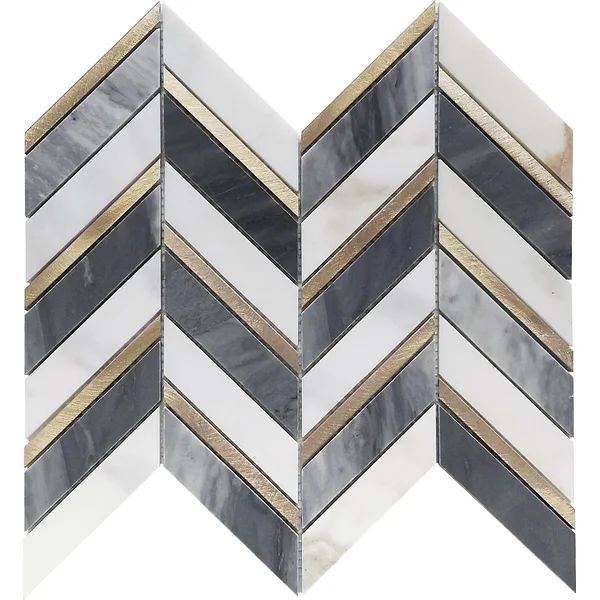 Stella 1" x 3" Marble Chevron Mosaic Tile | Wayfair North America