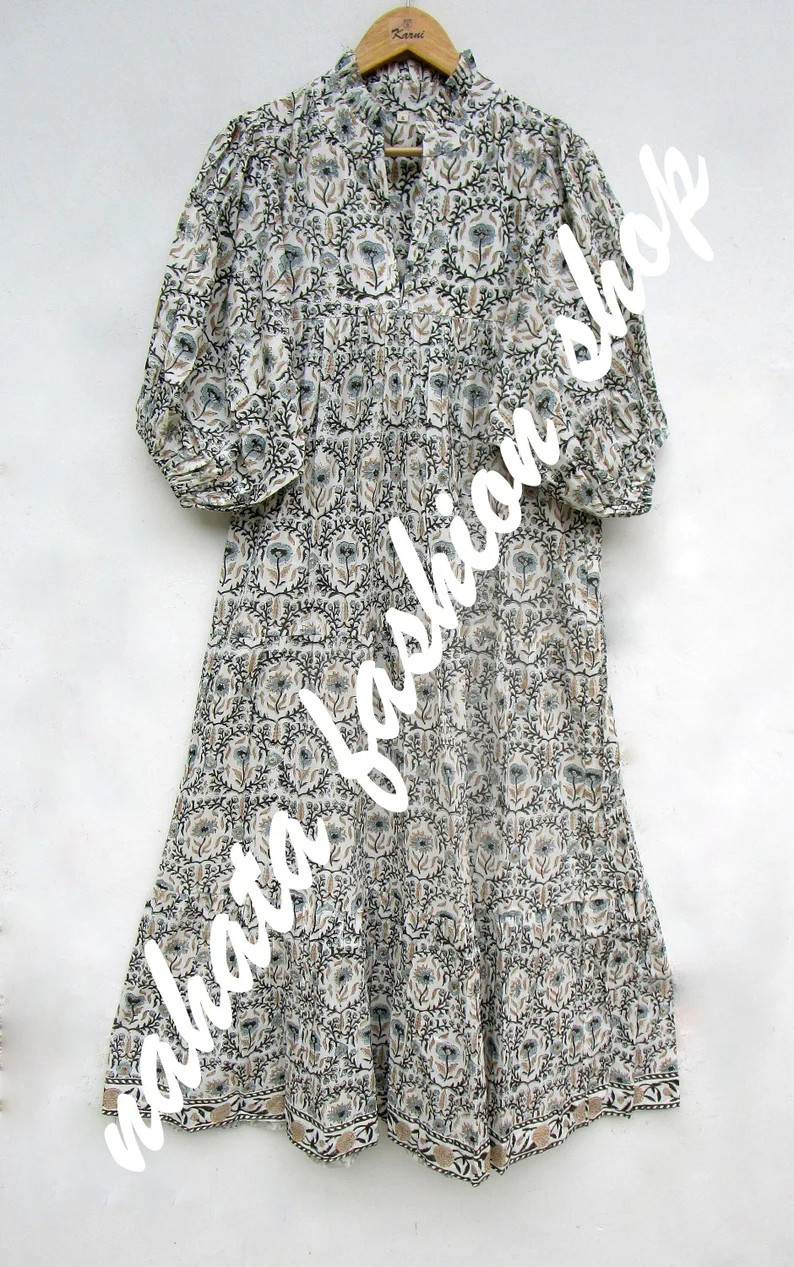 Daily Wear Women Look Maxi Dress V Neckline Summer Maxi Dress 3/4th Sleeve Boho Maxi Dress - Etsy | Etsy (US)