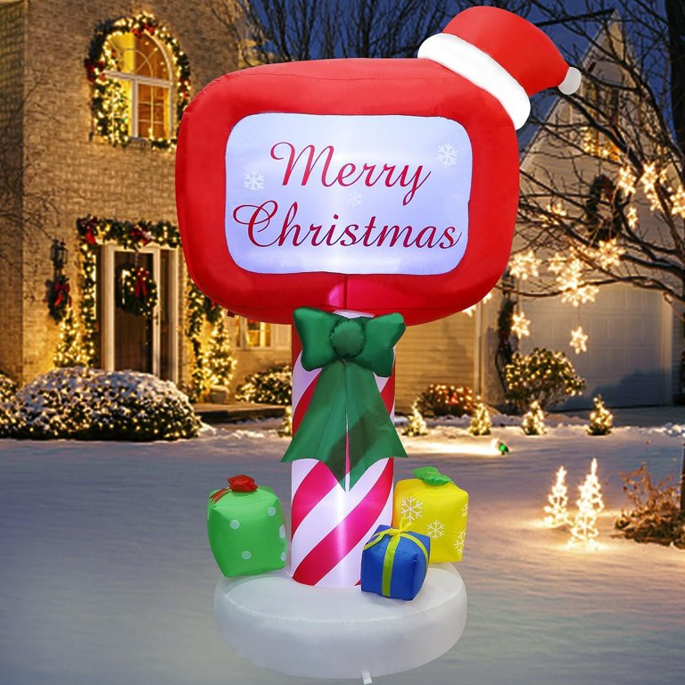 6FT Lighted Christmas Inflatable Xmas Mailbox with Merry Christmas Sign, Outdoor Yard Decorations... | Walmart (US)
