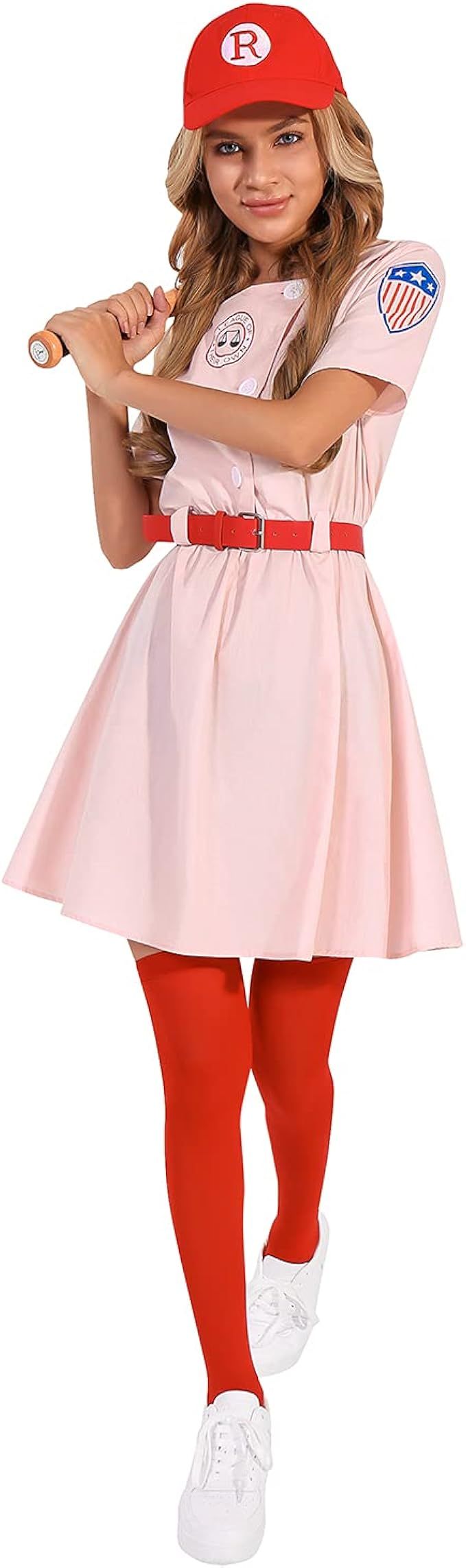 GIKING A League of Their Own Rockford Peaches Costume Adult Kids Baseball Uniform Dress with Belt... | Amazon (US)