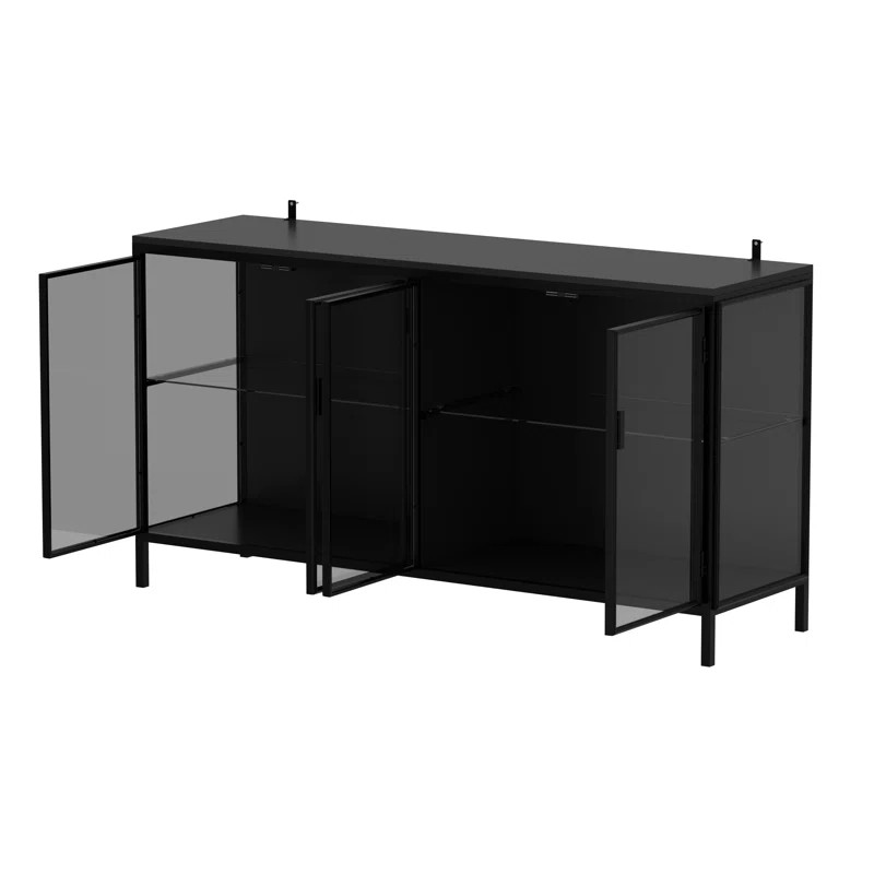 Ebern Designs Aydee 55'' W Sideboard With Glass Doors And Led Lights & Reviews | Wayfair | Wayfair North America