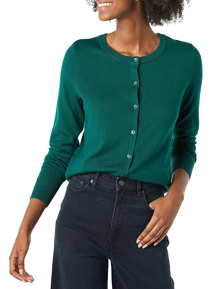 Amazon Essentials Women's Lightweight Crewneck Cardigan Sweater (Available in Plus Size) | Amazon (US)