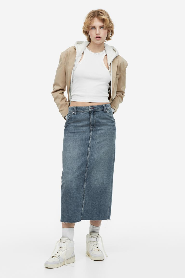 Denim skirt - Denim blue - Ladies | H&M GB | H&M (UK, MY, IN, SG, PH, TW, HK)