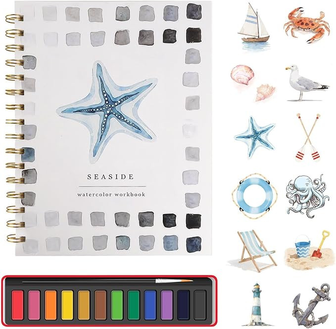 Watercolor workbook,Beginner Watercolor workbook,16-Page Spiral-Bound Water Painting Book,Contain... | Amazon (US)