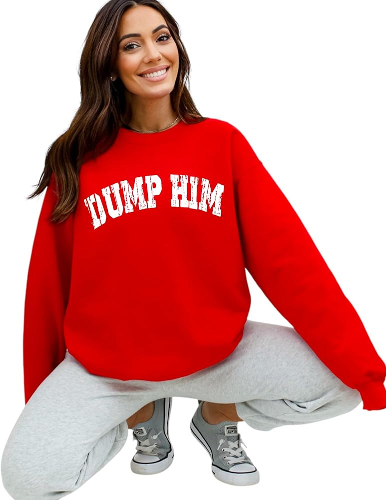 Dump Him Crewneck Sweatshirt, Retro Vintage Divorce Party Sweatshirt for Her, Funny Valentine's B... | Amazon (US)