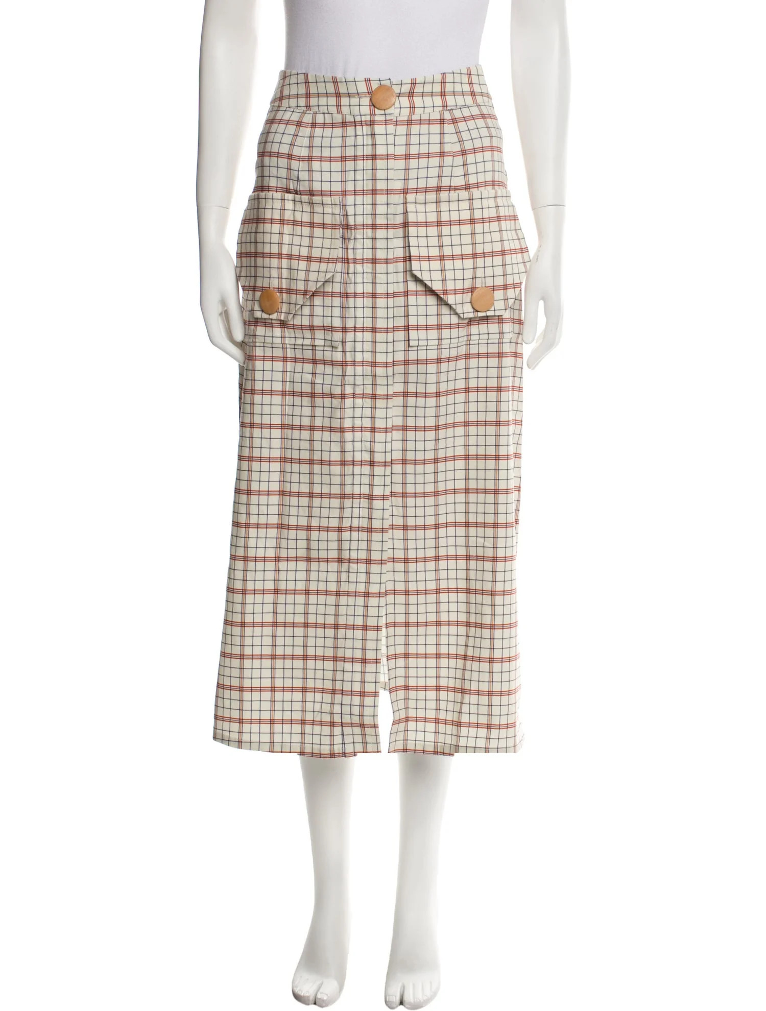 Nicholas Plaid Print Midi Length Skirt w/ Tags - Neutrals Skirts, Clothing - W7747294 | The RealR... | The RealReal