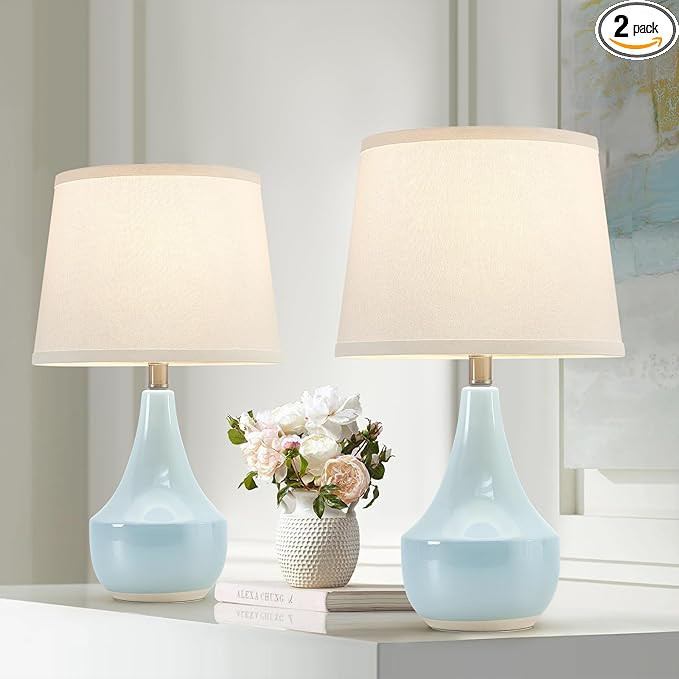 GyroVu Table Lamp Set of 2, 18.63” Ceramic Lamp Classic Beside Lamps Nightstand Lamp Modern Cut... | Amazon (US)