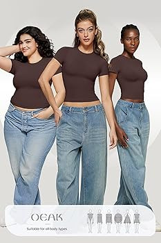 OEAK Womens T-Shirts Short Sleeve Shirts Crew Neck Basic Tees Soft Smoothing Seamless Tshirts Sli... | Amazon (US)