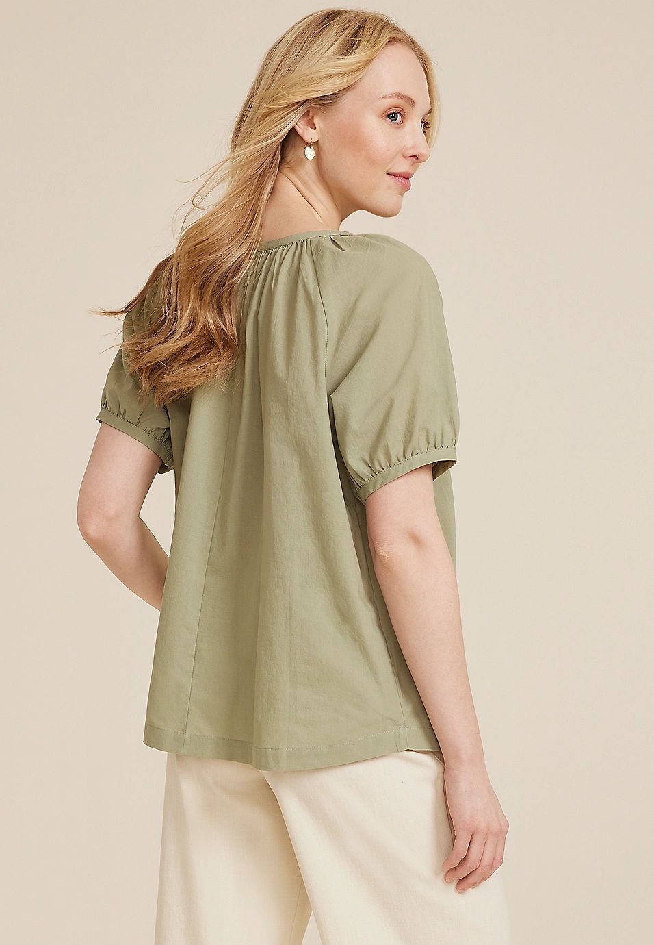 Puff Sleeve Button Down Blouse | Maurices