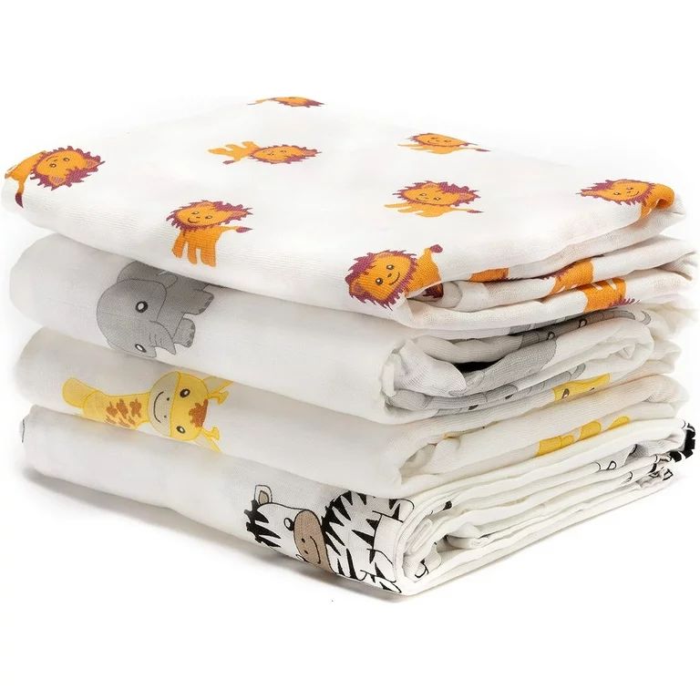 Cuddlebug Muslin Baby Swaddle Blankets for Boys and Girls 0 to 3 Months - Baby Blankets - 4 Pack ... | Walmart (US)