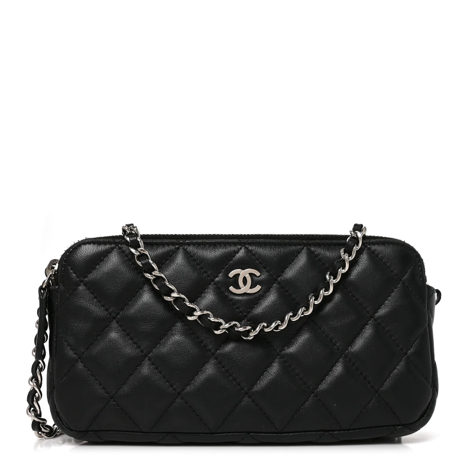 Lambskin Quilted Small Clutch With Chain Black | FASHIONPHILE (US)