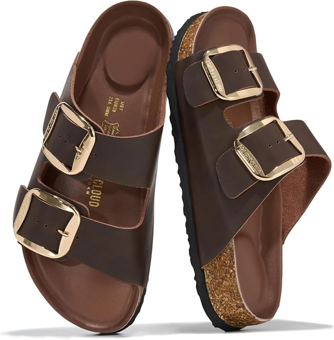 Project Cloud 100% Genuine Leather Footbed Sandals for Women (Santorini) | Amazon (US)