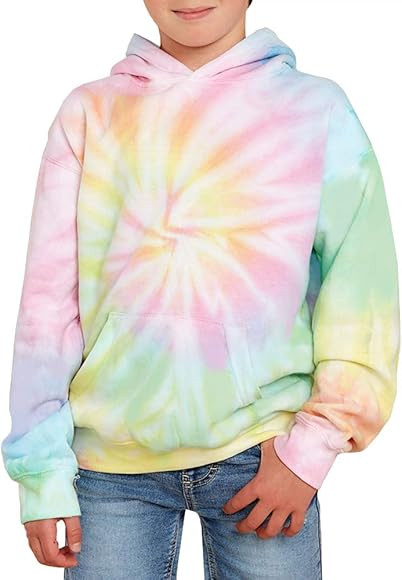 GAMISOTE Unisex Kids Tie Dye Sweatshirt Boys Girls Hooded Kangaroo Pocket Pullover Hoodies | Amazon (US)