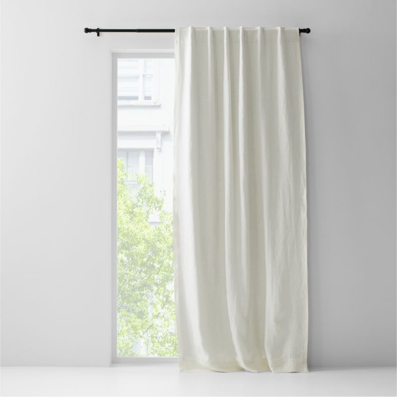 Ivory European Flax -Certified Linen Window Curtain Panel 52"x84" | Crate & Barrel | Crate & Barrel