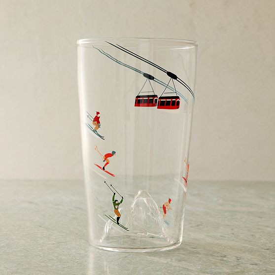 Skier Mountain Glassware, Pilsner Glass, Decal, Set of 4 | West Elm (US)