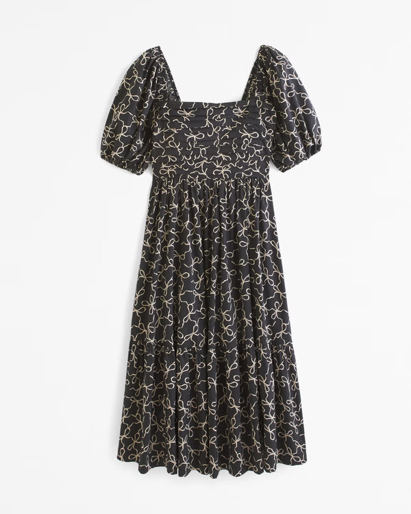 The A&F Emerson Poplin Puff Sleeve Midi Dress | Abercrombie & Fitch (US)