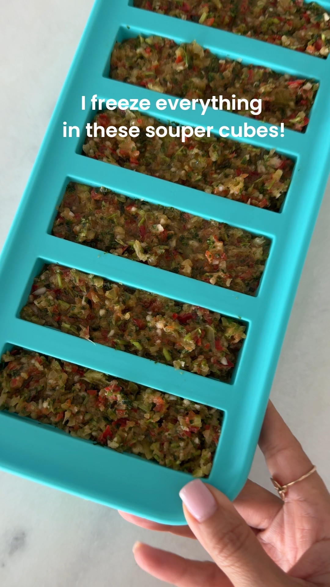 I freeze everything in these souper cubes from sauces, soups, sofrito, etc.