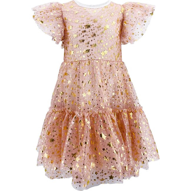 Lola + The Boys | (Goldie Star Tulle Dress, (Gold, Size 14Y) | Maisonette | Maisonette