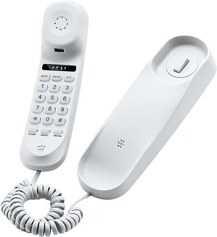 White OF-990 Slimline Telephone Wall-Mountable Basic Corded Telephone No AC Power Required, Corded Home Phone | Amazon (US)