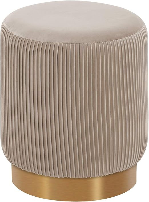 Duhome Modern Round Velvet Ottoman Footrest Vanity Stool Khaki | Amazon (US)