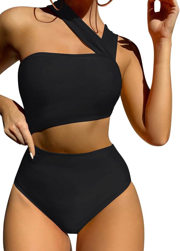 Lilosy Lace Up Open Back Cutout One Piece Swimsuit Cheeky String Tie Side Bathing Suit | Amazon (US)
