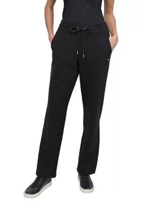 DKNY Sport Women's Tonal Patch Logo Track Pants with Pockets, Black, XL | Belk