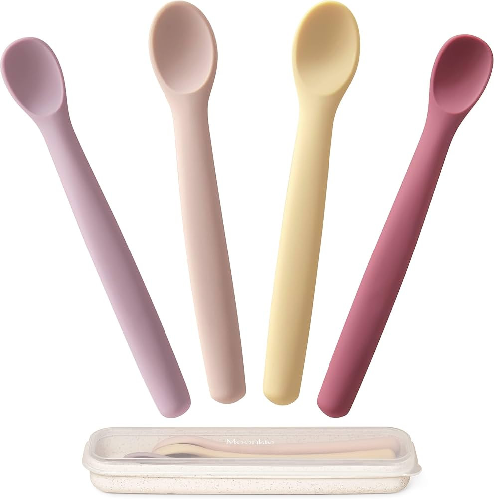 Moonkie Silicone Baby Spoons Set of 4, Two Sizes Feeding Spoon for First Stage 4+ Months, Baby Ut... | Amazon (US)