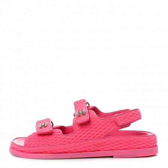 CHANEL Knit Fabric Velcro Dad Sandals 40 Pink | FASHIONPHILE | FASHIONPHILE (US)