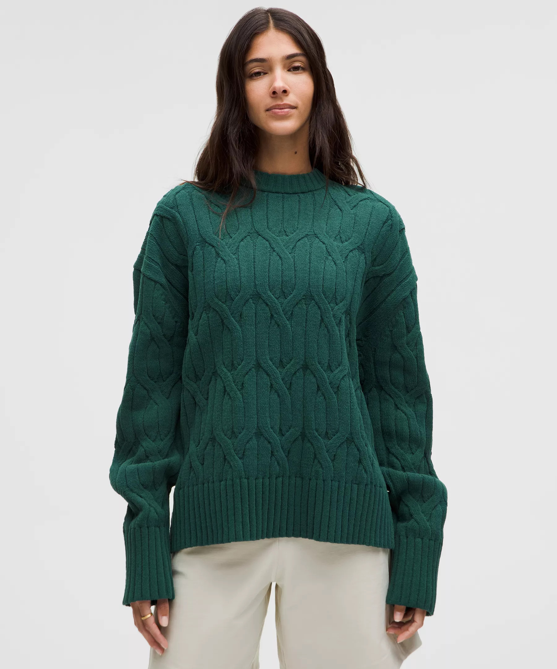 Cable-Knit Oversized Crewneck | Lululemon (US)