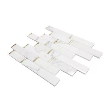 GBI Tile & Stone Inc. Mattone Calacatta, White 12-in x 12-in Polished Natural Stone Marble Linear... | Lowe's